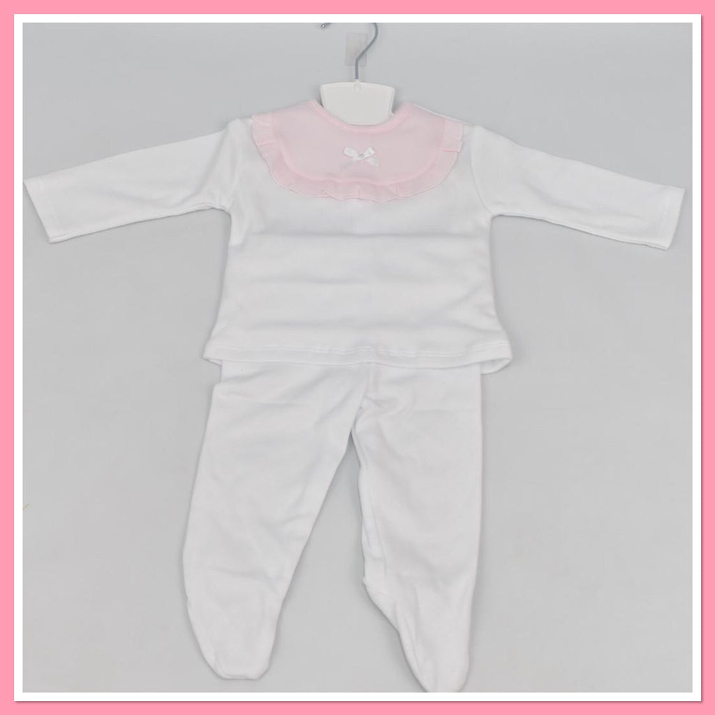 White 2 piece with pink trim