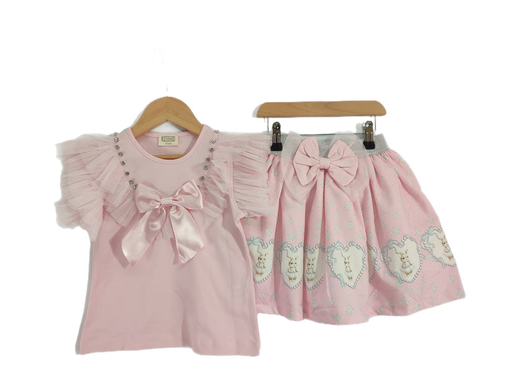 Easter bunny skirt set Pink