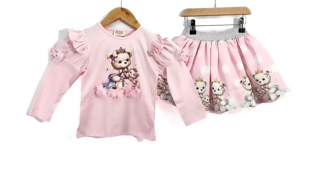 Teddy pink skirt set