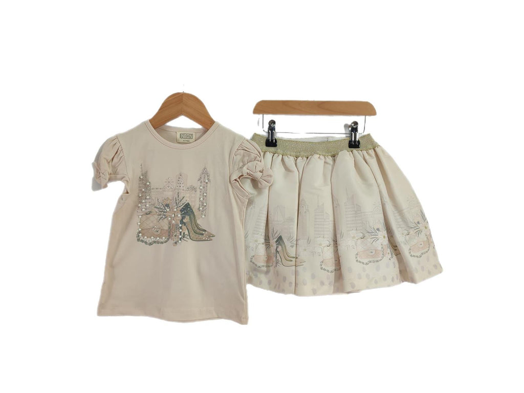 Shop till you drop skirt set Beige