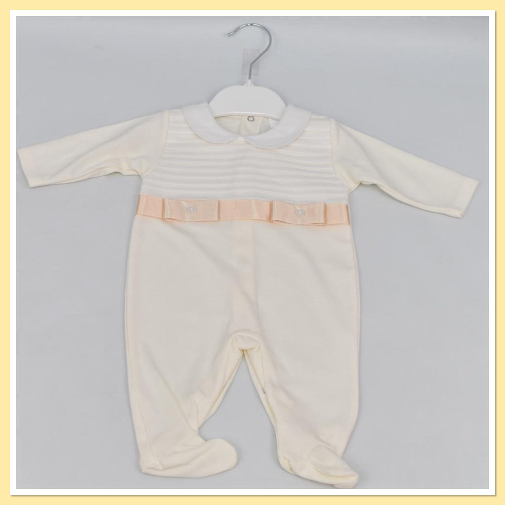 Cream ribbon baby grow