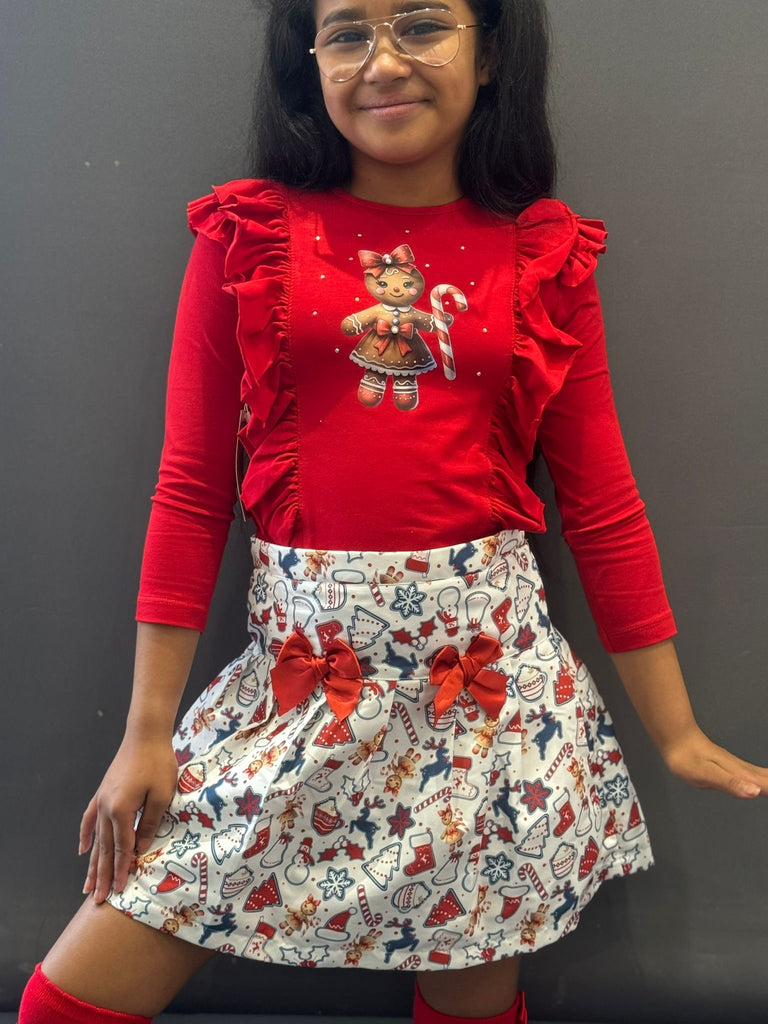 Red gingerbread skirt set