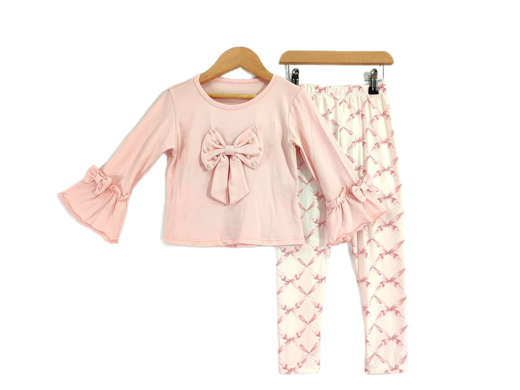 Pink bow legging set