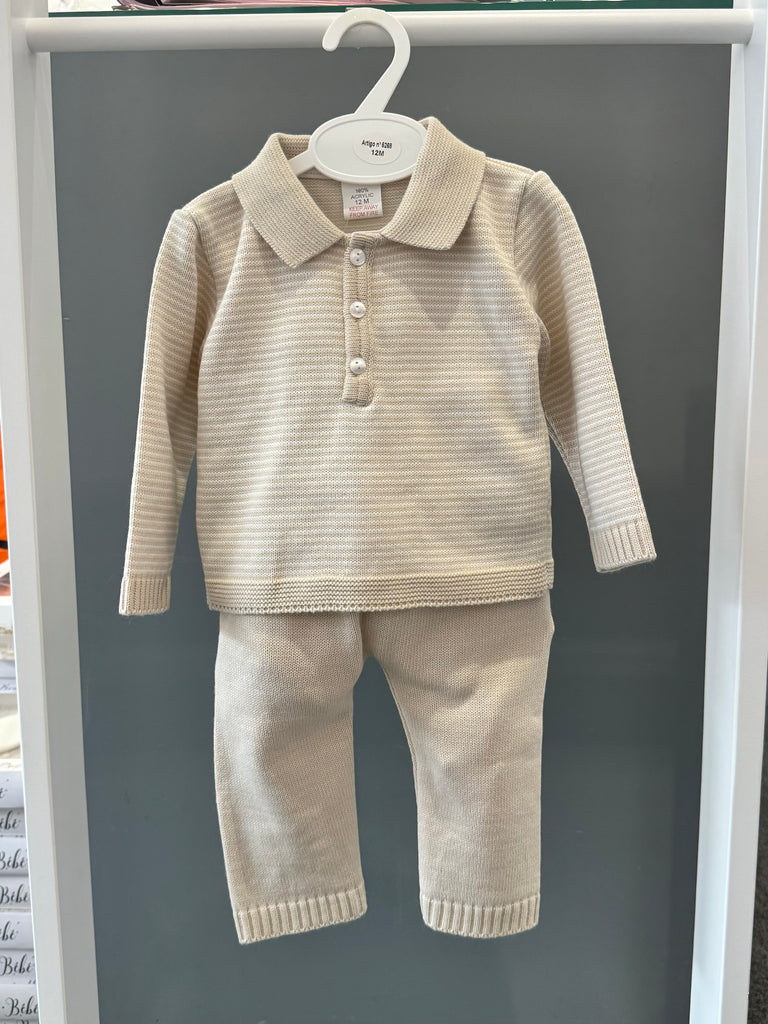 Boys camel knit tracksuit