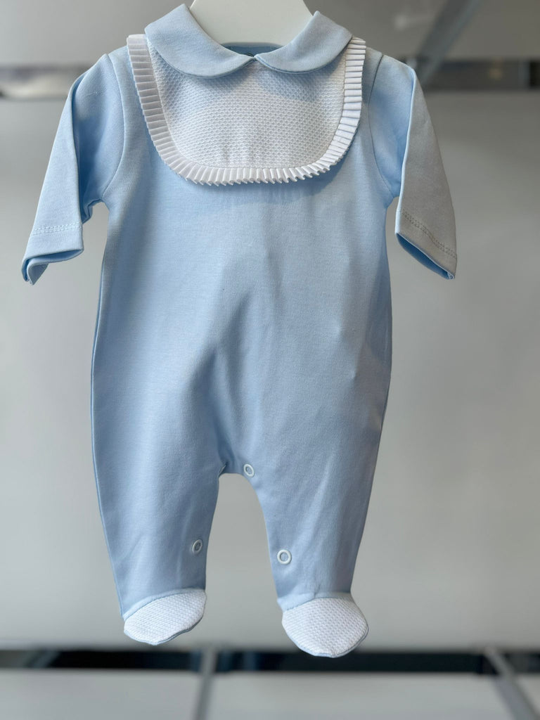 Blue baby grow with white detail