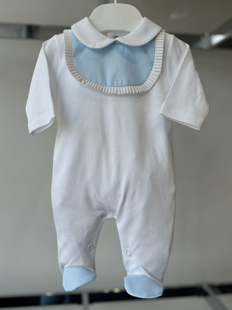 Boys white baby grow with blue